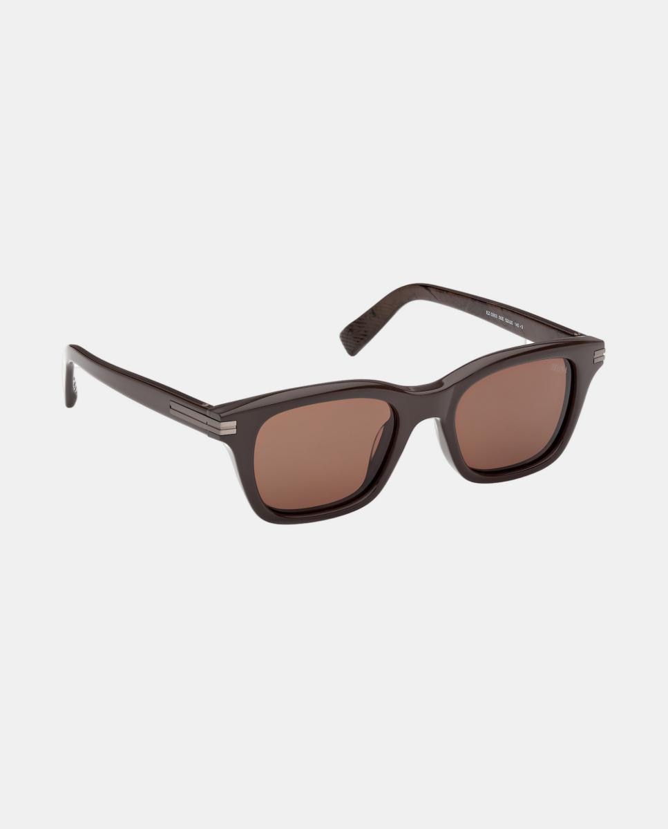Imagen 8 de Gafa de sol de hombre geometrica en acetato - Zegna - Marrón Marrón