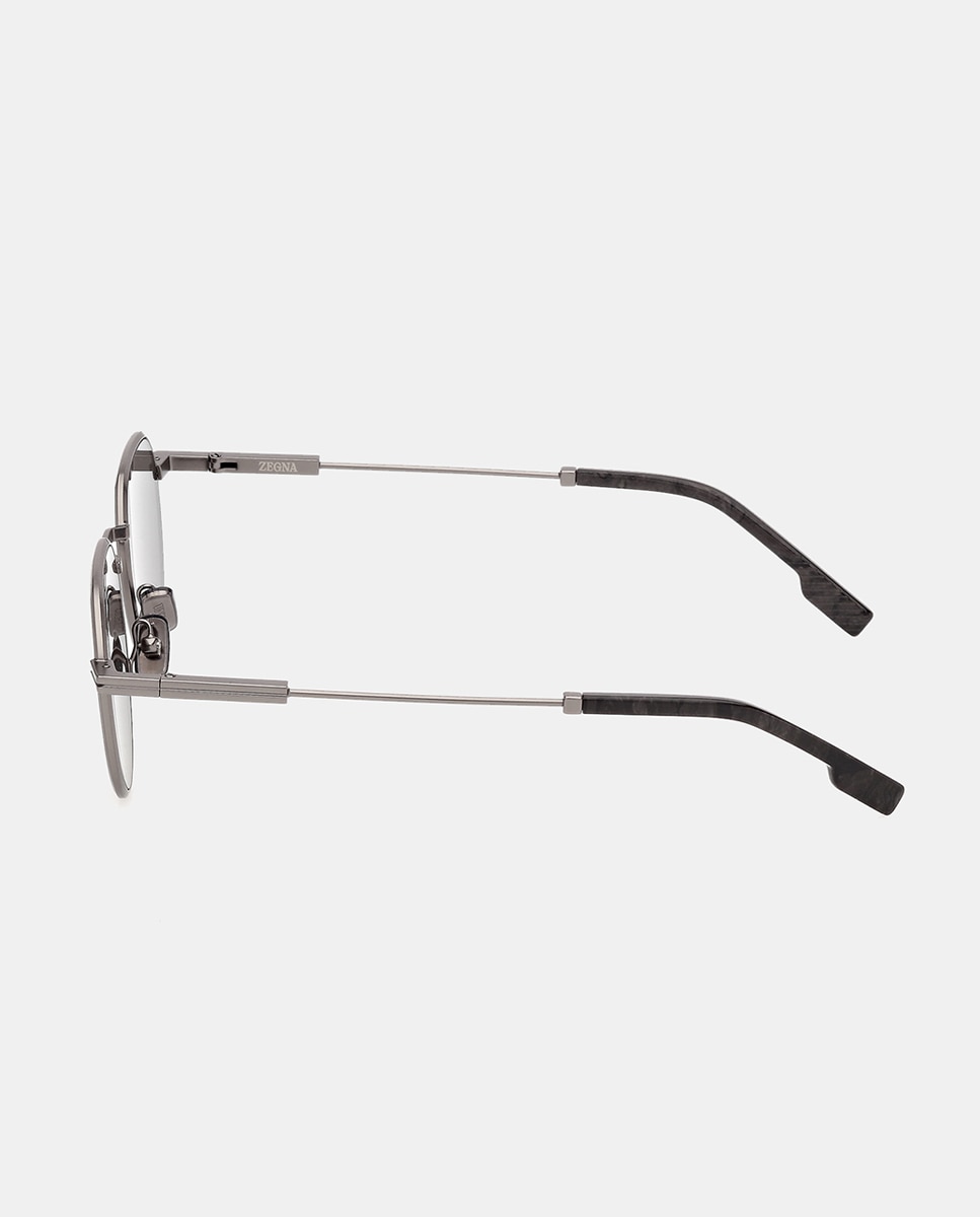 Gafa de sol de hombre geometrica en metal - Zegna - Gris Gris-3