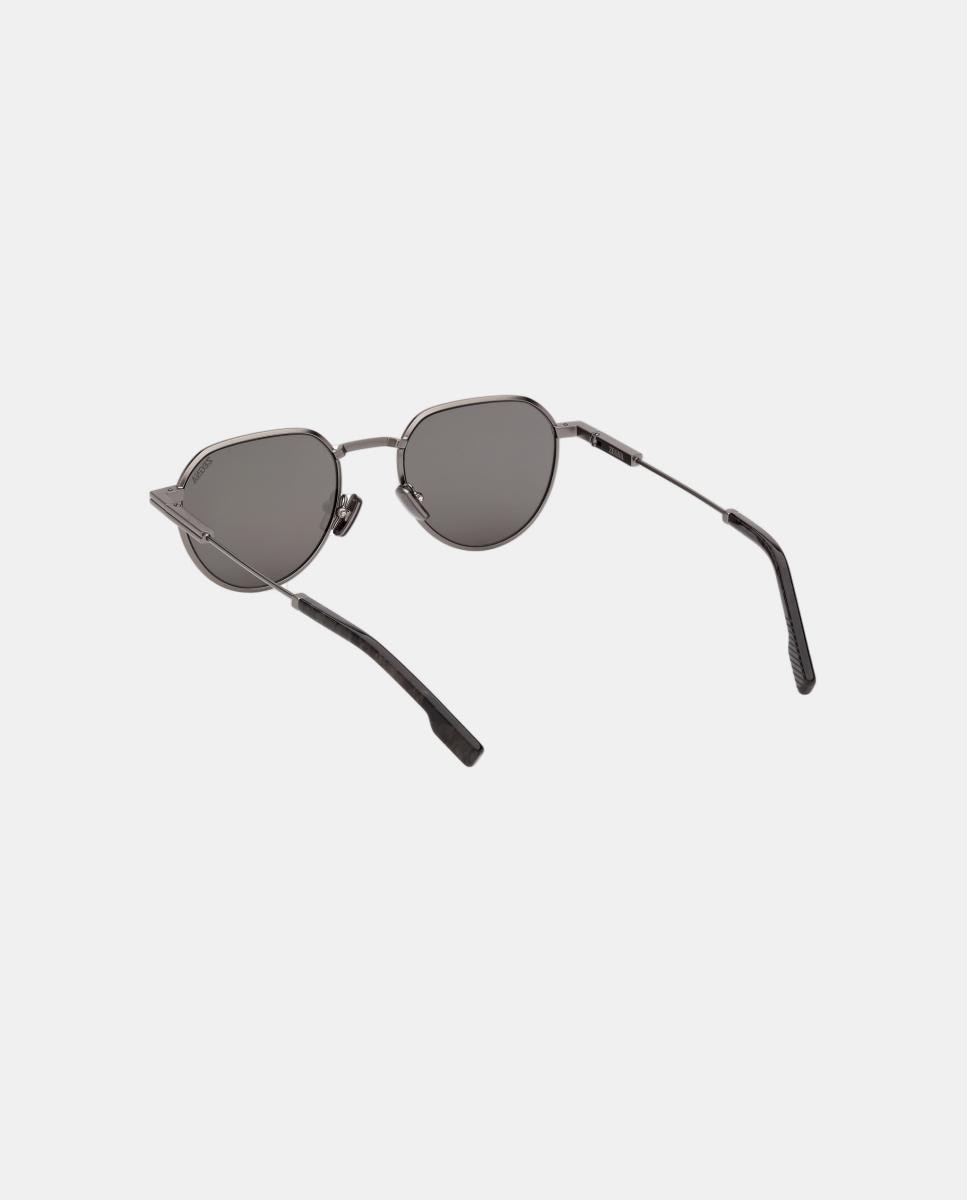 Gafa de sol de hombre geometrica en metal - Zegna - Gris Gris-4