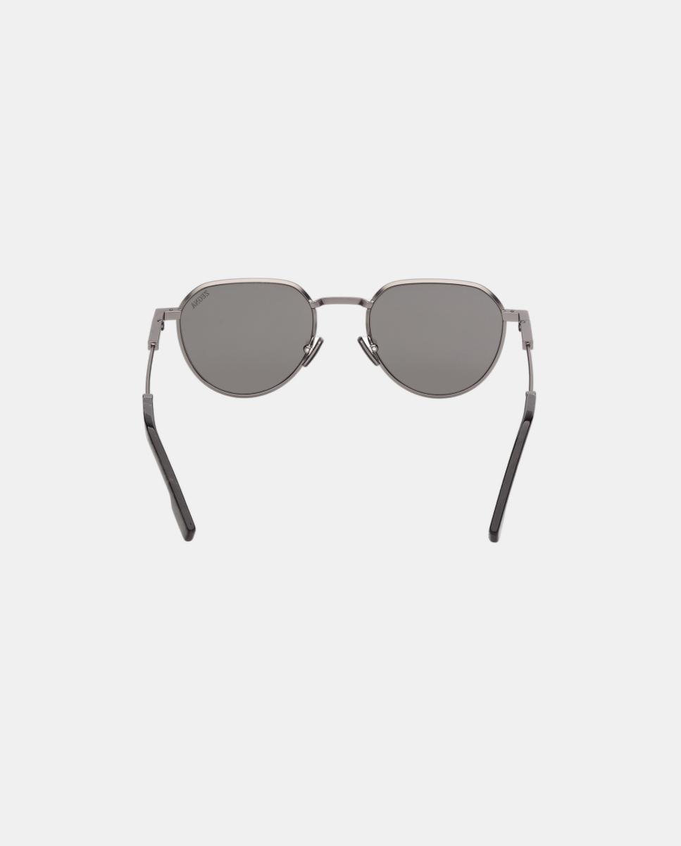 Gafa de sol de hombre geometrica en metal - Zegna - Gris Gris-5