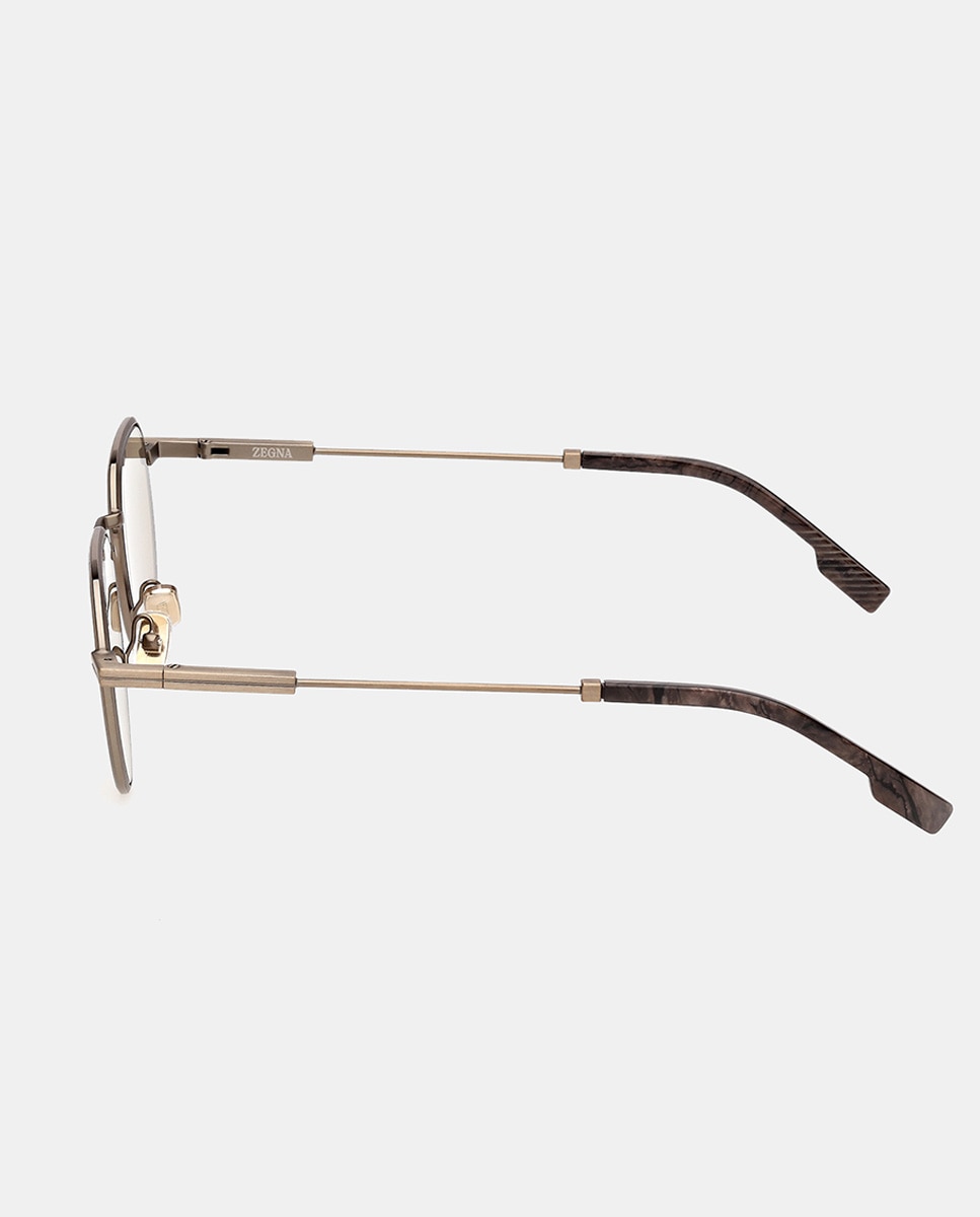 Imagen 3 de Gafa de sol de hombre geometrica en metal - Zegna - Marrón Marrón