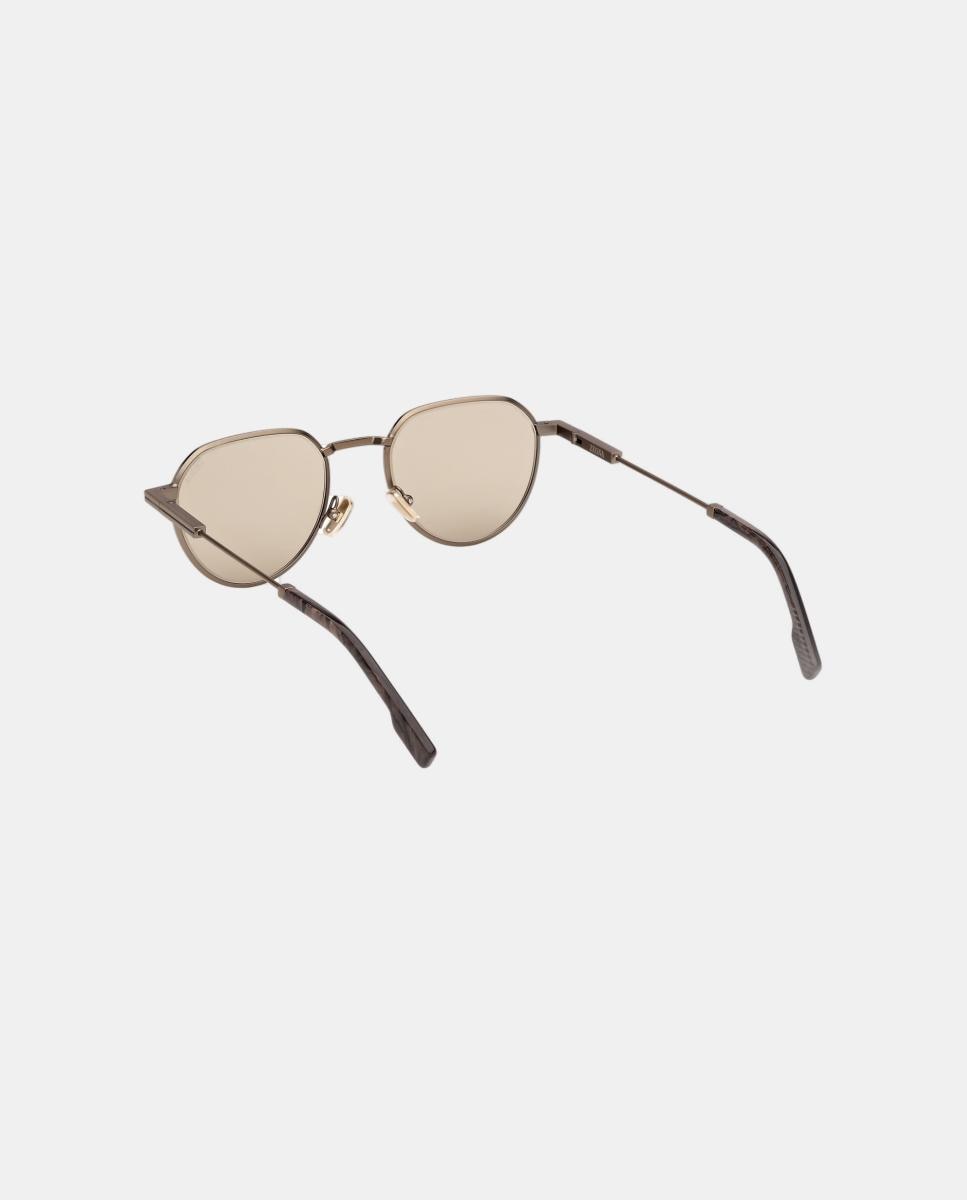 Imagen 4 de Gafa de sol de hombre geometrica en metal - Zegna - Marrón Marrón