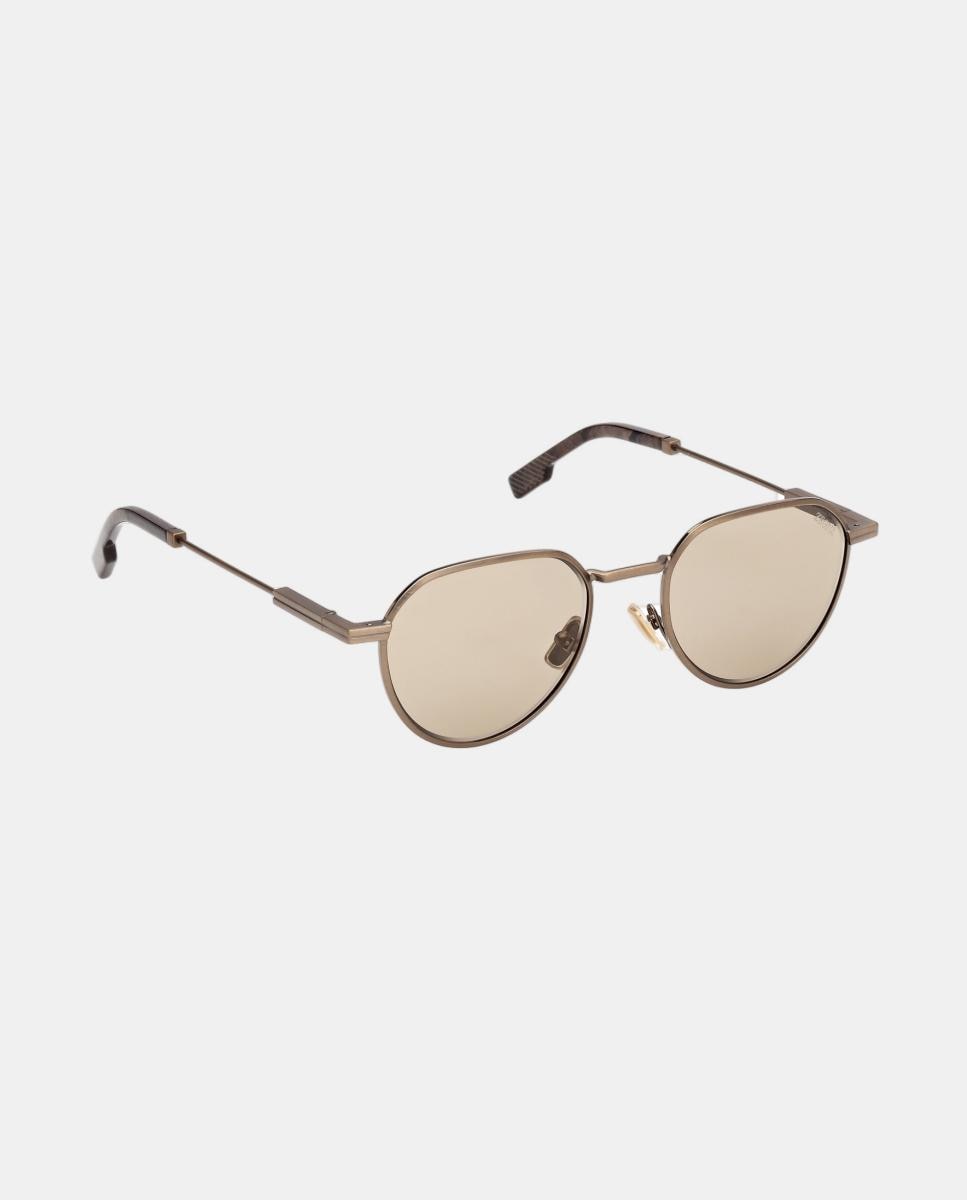 Imagen 8 de Gafa de sol de hombre geometrica en metal - Zegna - Marrón Marrón