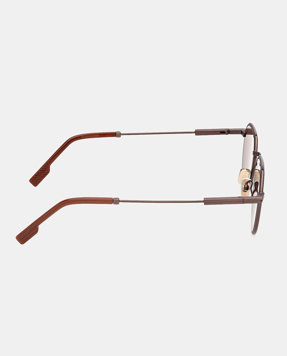 Gafa de sol de hombre geometrica en metal - Zegna - Marrón claro Marrón claro-7