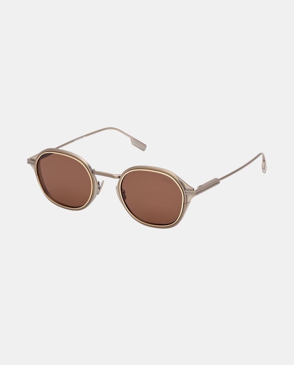 Imagen 2 de Gafas de sol EZ0294 de hombre ovalada en titanio - Zegna - Marrón Marrón