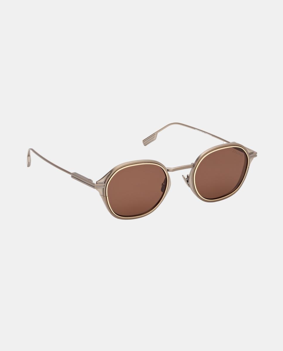 Imagen 8 de Gafas de sol EZ0294 de hombre ovalada en titanio - Zegna - Marrón Marrón