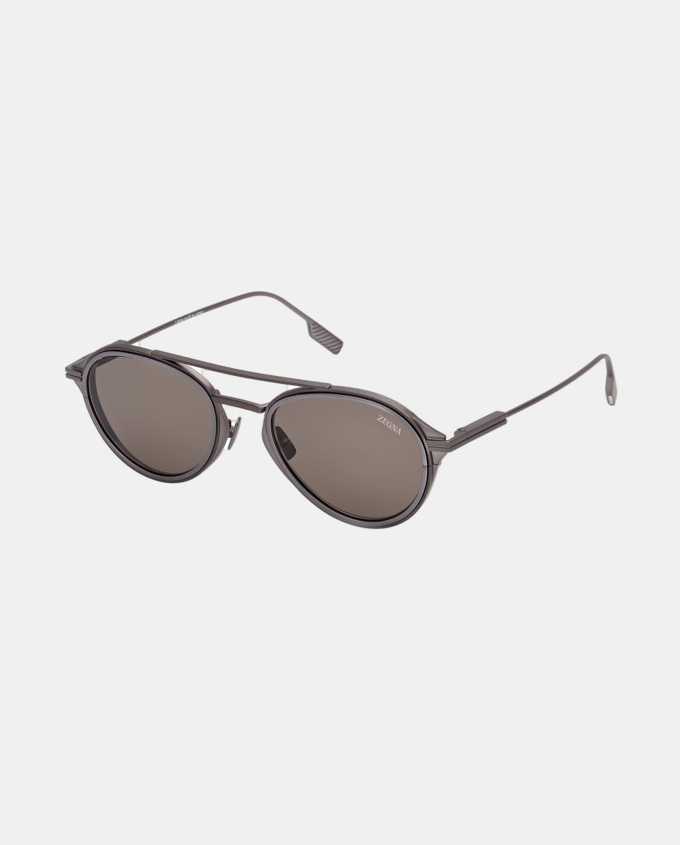 Imagen 2 de Gafas de sol EZ0295 de hombre piloto en titanio - Zegna - Gris Gris
