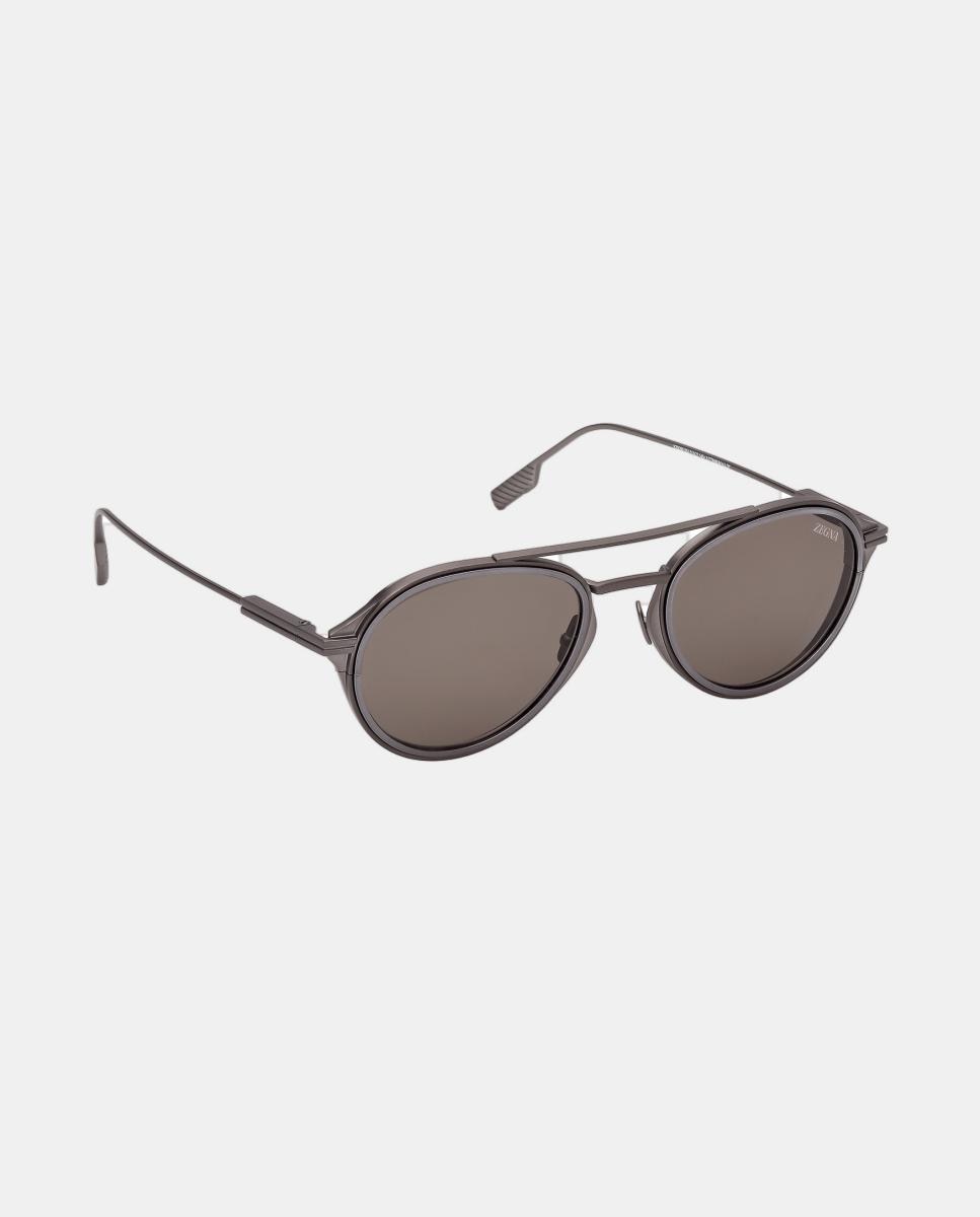 Imagen 8 de Gafas de sol EZ0295 de hombre piloto en titanio - Zegna - Gris Gris