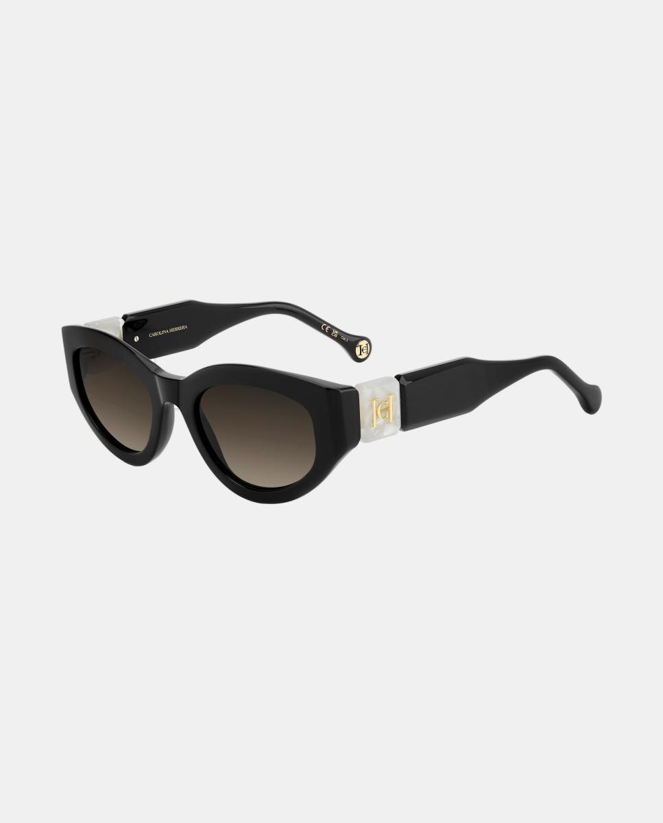 Gafa de sol de mujer rectangular en acetato con lente degradada - Carolina Herrera - Negro Negro-2