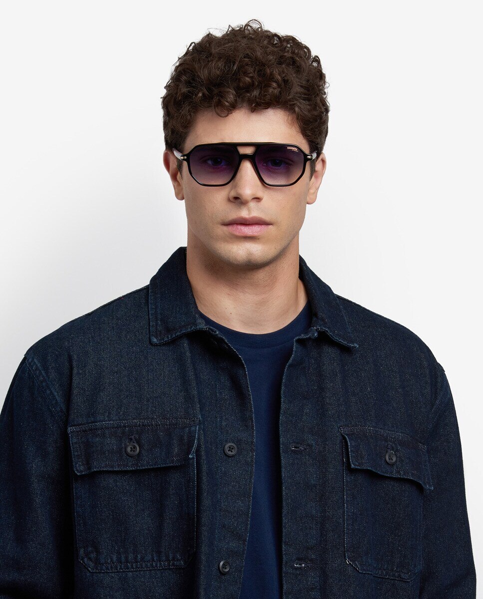Gafas de sol de hombre rectangulares en acetato en - Carrera - Negro Negro-3