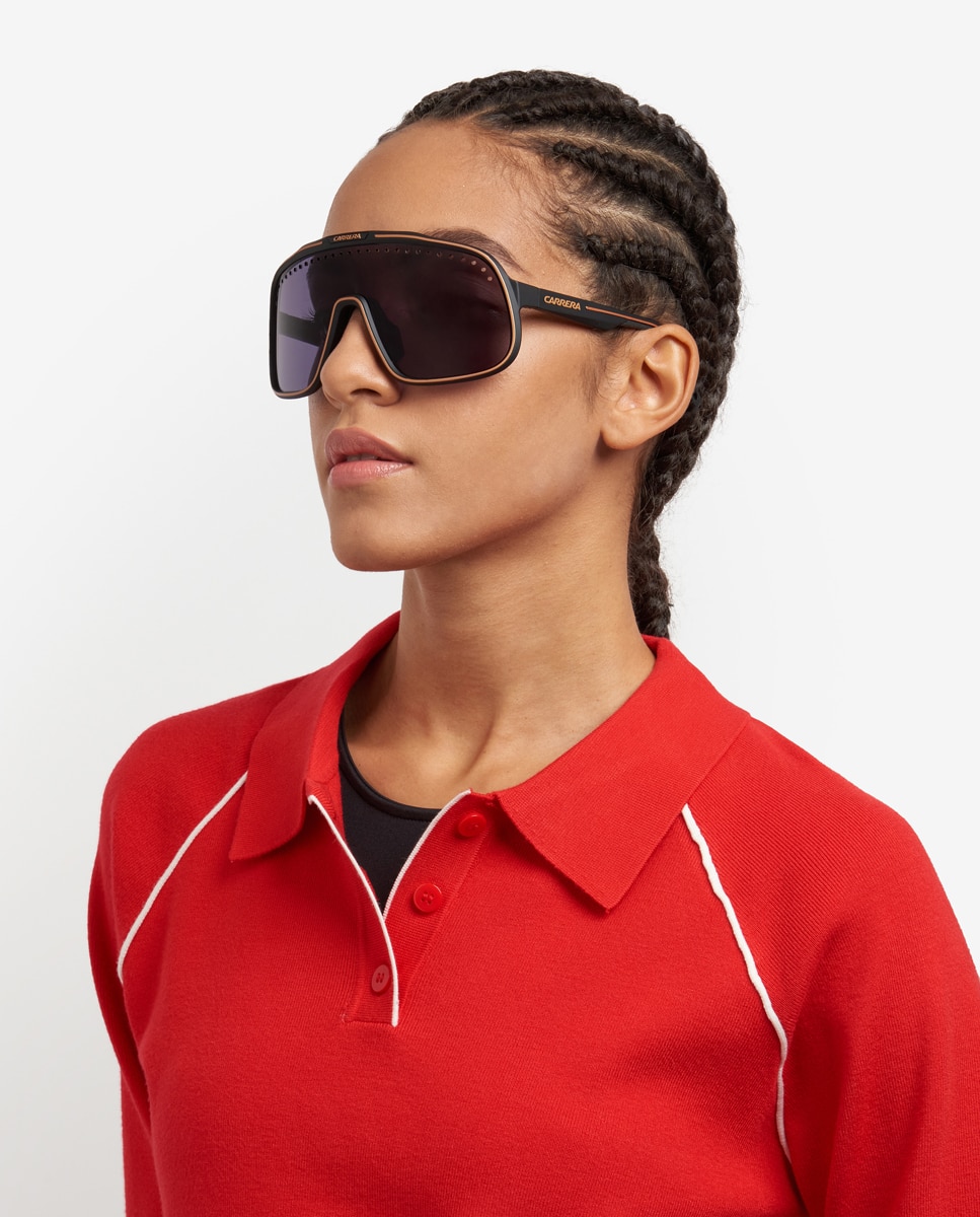 Gafa de sol de hombre pantalla en poliamida con lente espejada - Carrera - Negro Negro-2