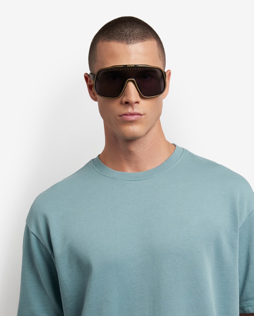 Gafa de sol de hombre pantalla en poliamida con lente espejada - Carrera - Negro Negro-3