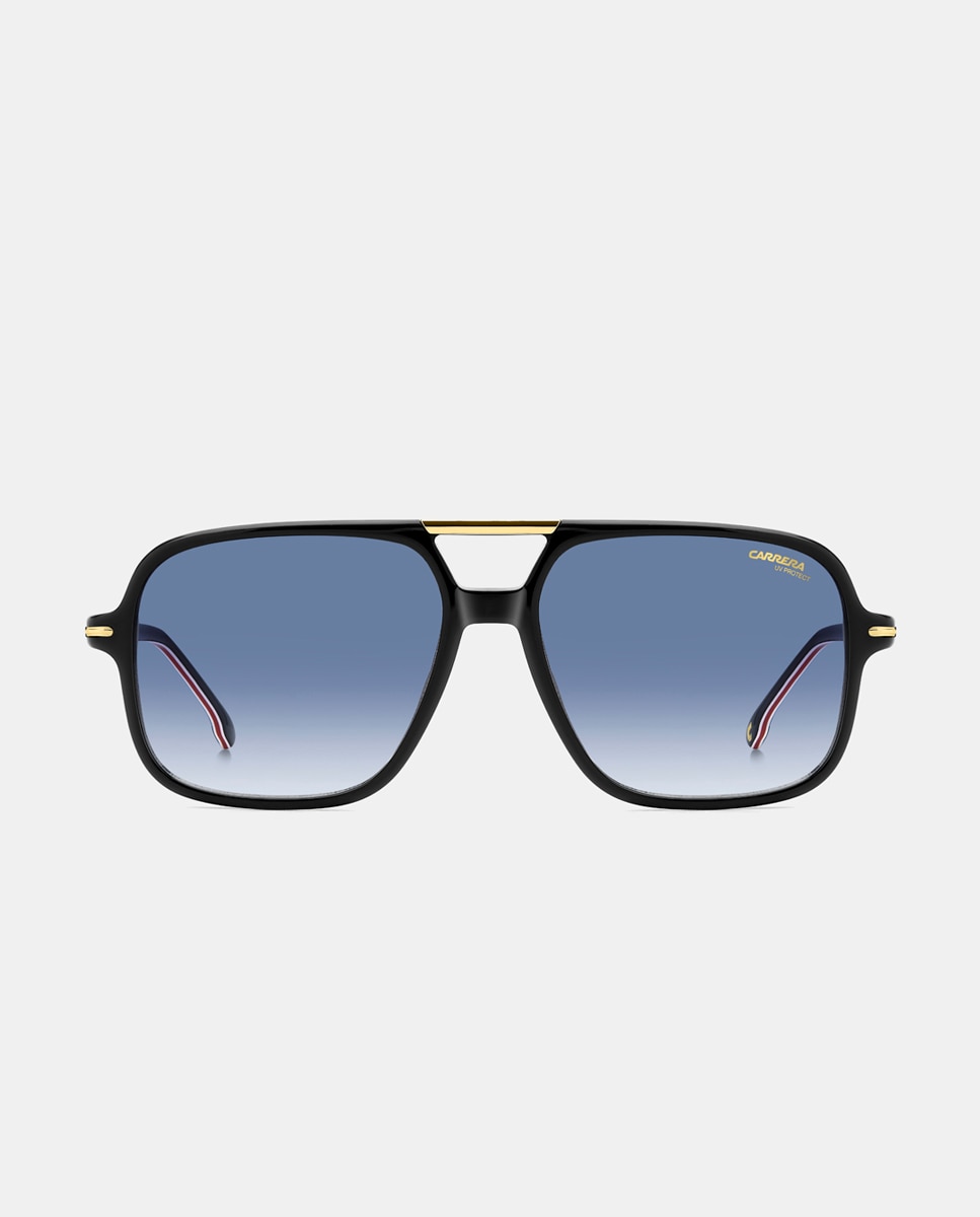 Imagen 0 de Gafa de sol de hombre rectangular en acetato con lente degradada Negro