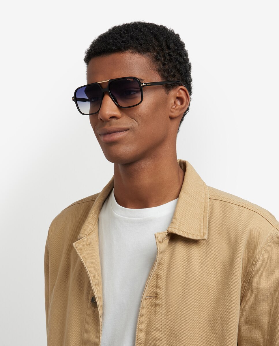 Gafa de sol de hombre rectangular en acetato con lente degradada - Carrera - Negro Negro-2
