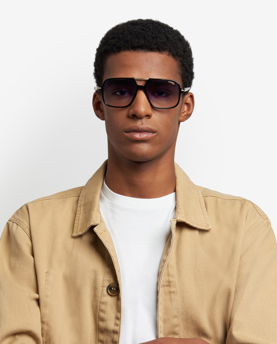 Gafa de sol de hombre rectangular en acetato con lente degradada - Carrera - Negro Negro-3