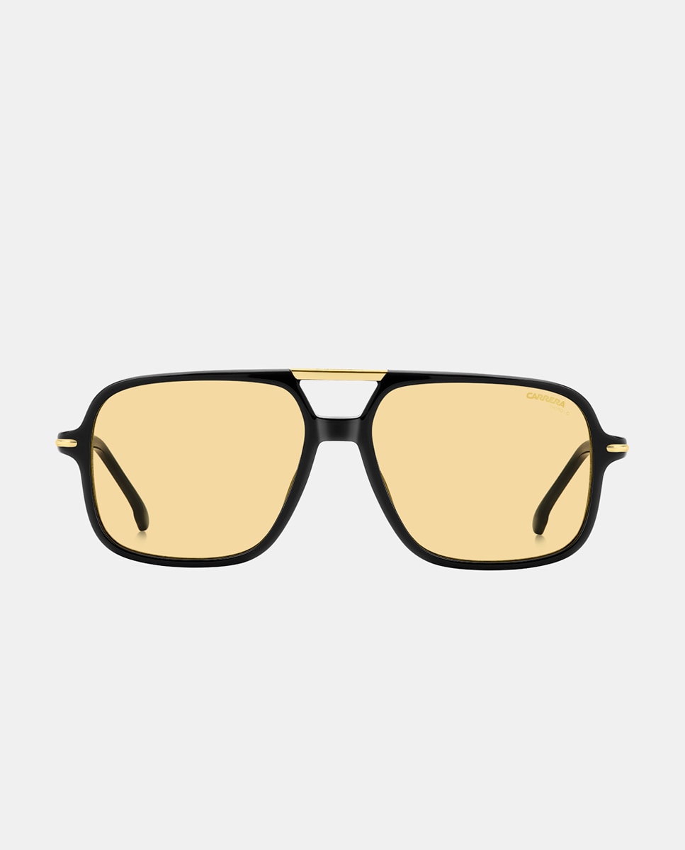 Imagen 0 de Gafa de sol de hombre rectangular en acetato con lente degradada Negro