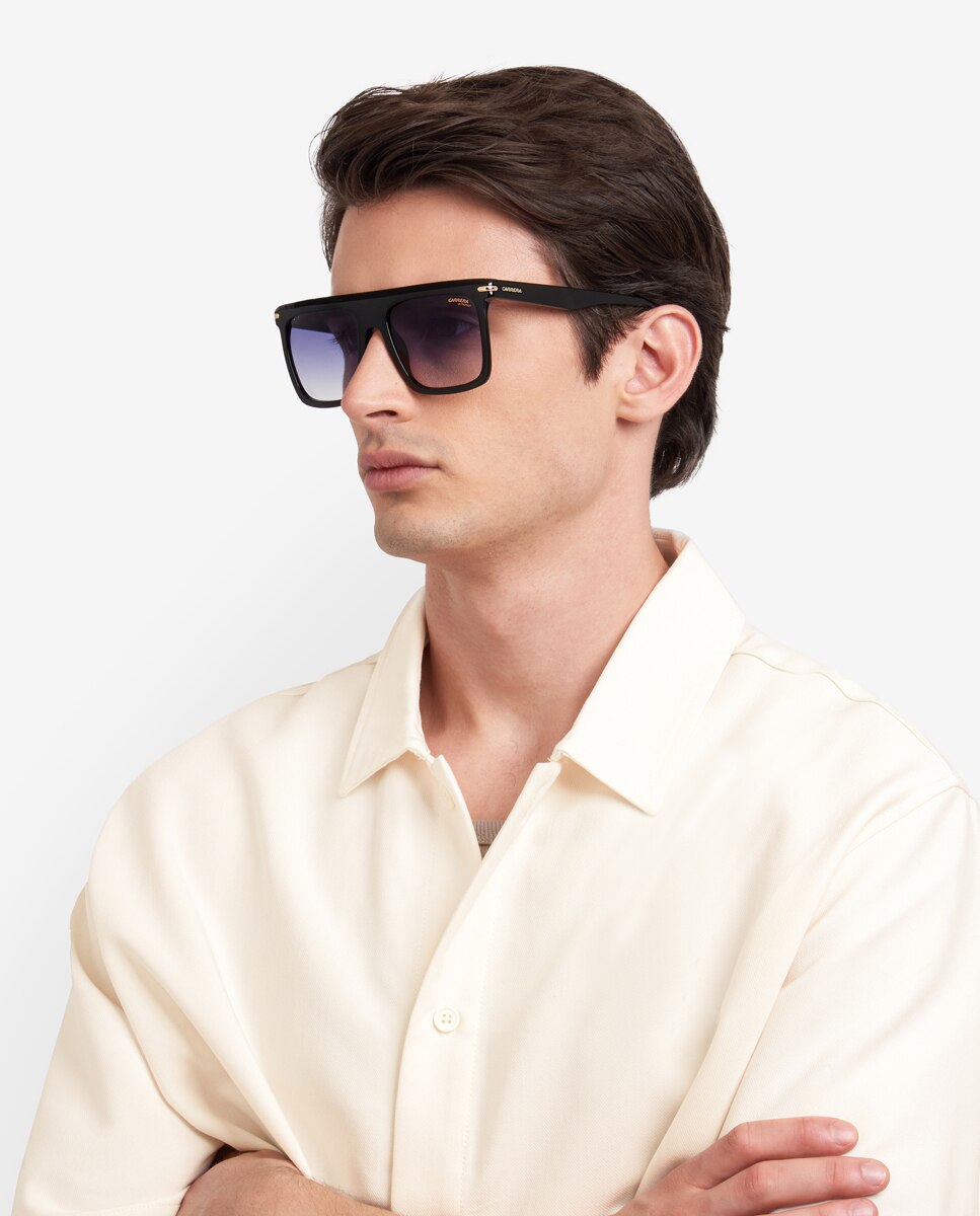 Gafa de sol de hombre rectangular en acetato con lente degradada - Carrera - Negro Negro-2