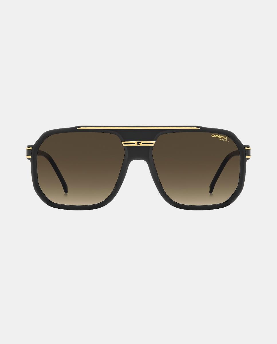 Imagen 0 de Gafas de sol de hombre rectangular en poliamida con lente degradada Negro