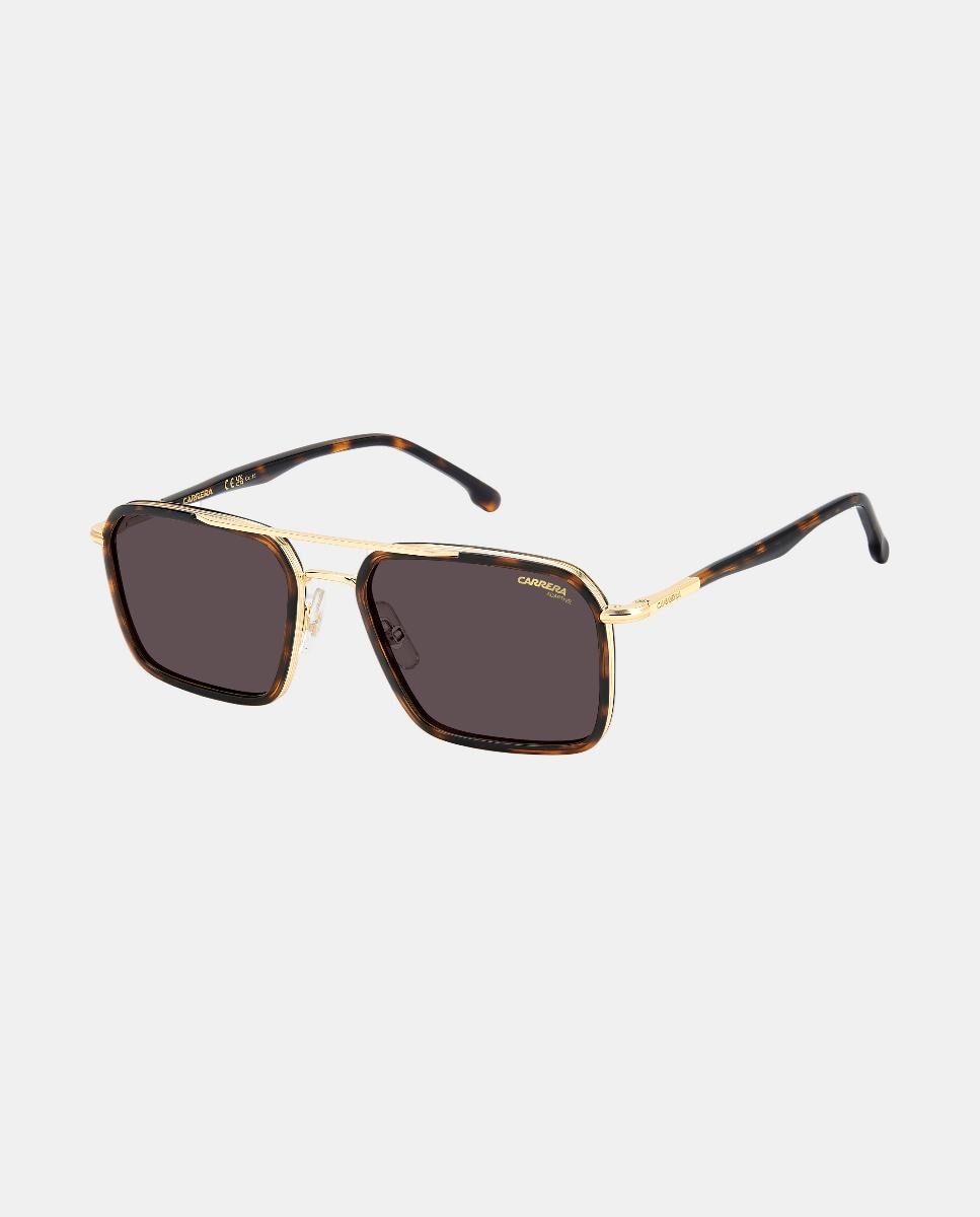 Gafas de sol de hombre rectangular metalica con lente fotocromática - Carrera - Marrón Marrón-3