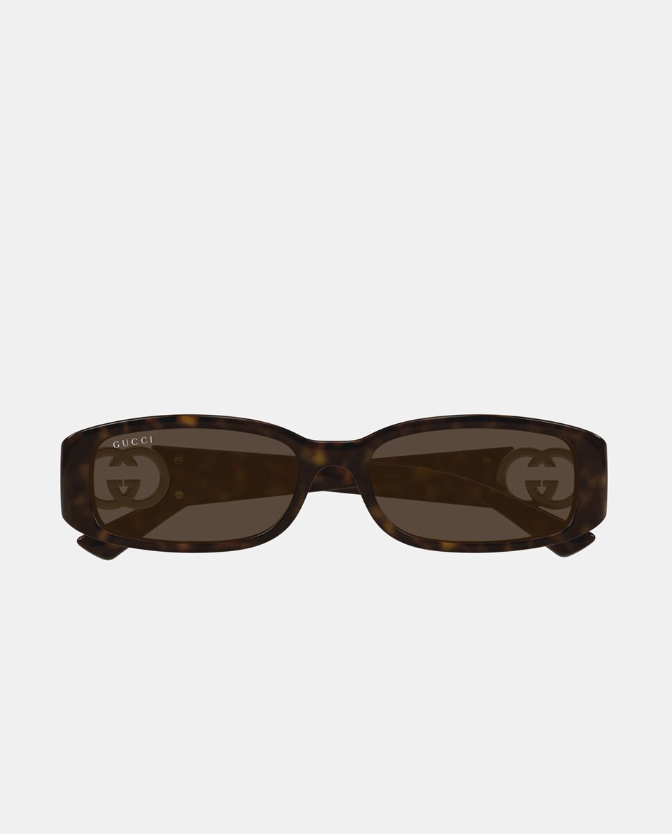 Gafas de sol de mujer rectangulares en inyectado en negro - Gucci - Marrón Marrón-2