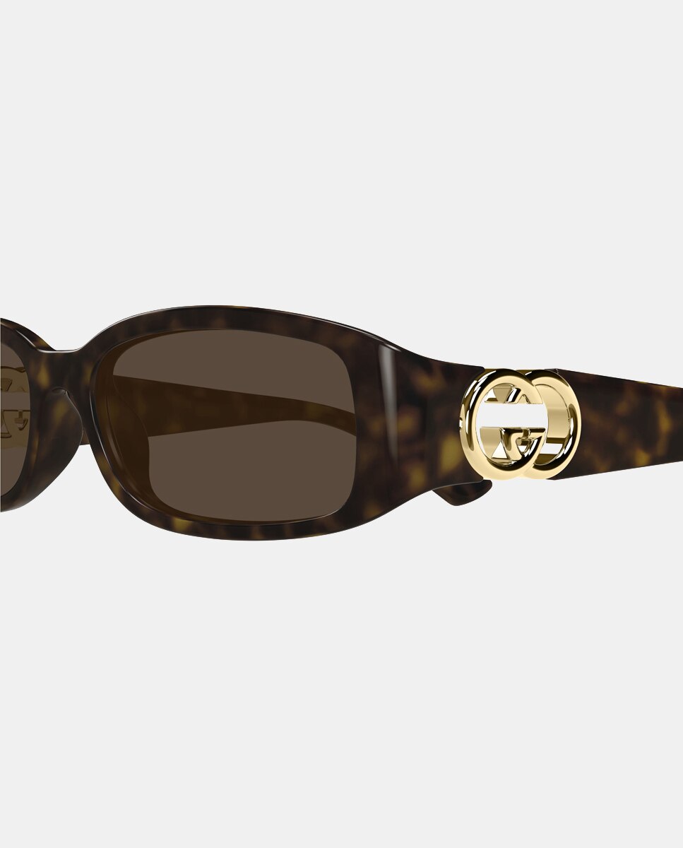 Gafas de sol de mujer rectangulares en inyectado en negro - Gucci - Marrón Marrón-3