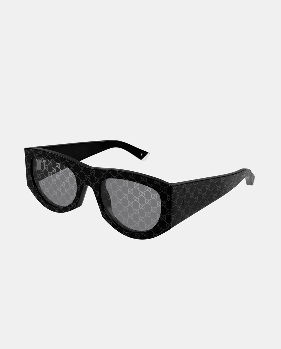 Gafa de sol de mujer rectangular en acetato reciclado con lente espejada - Gucci - Negro Negro-1