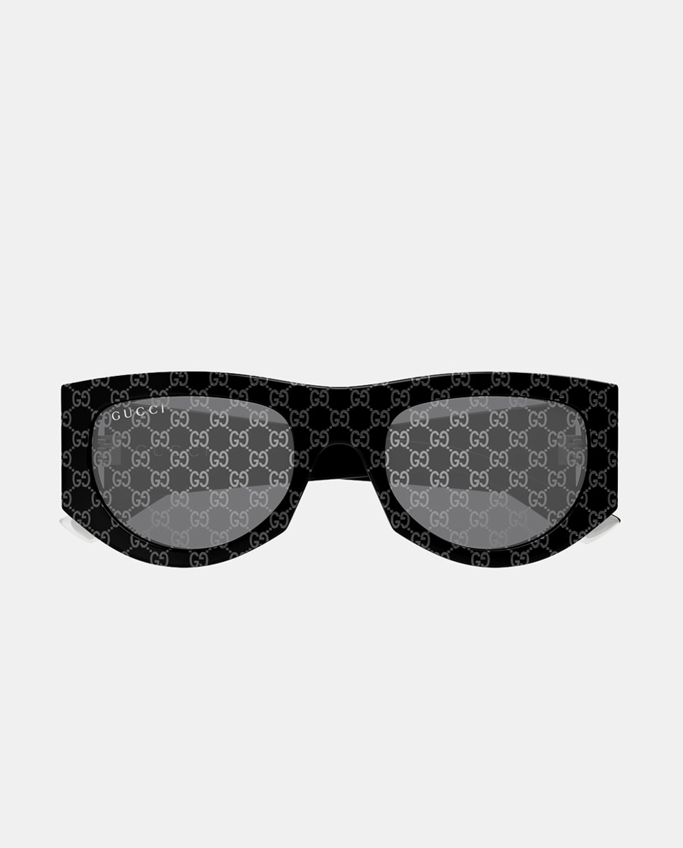 Gafa de sol de mujer rectangular en acetato reciclado con lente espejada - Gucci - Negro Negro-2