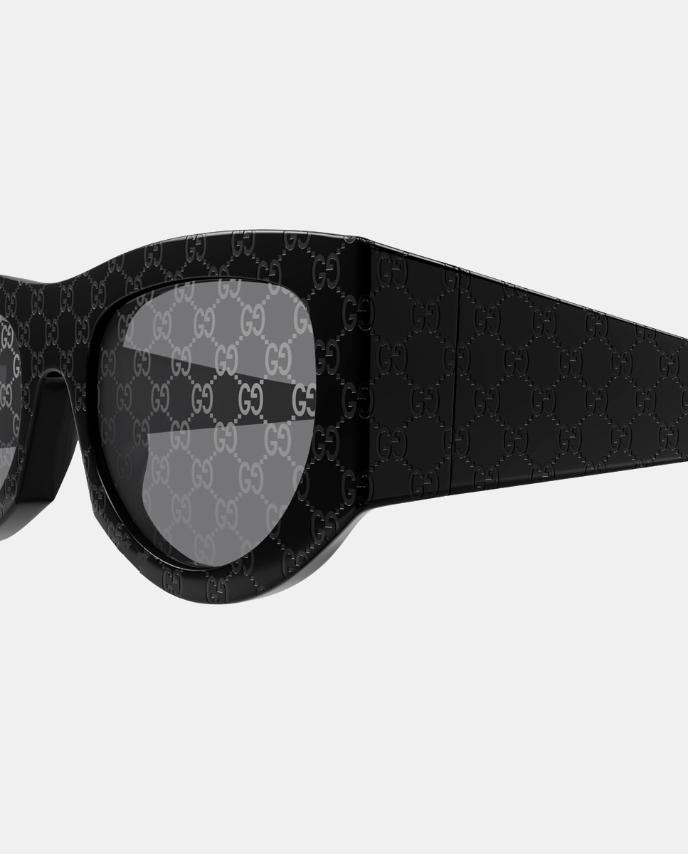 Gafa de sol de mujer rectangular en acetato reciclado con lente espejada - Gucci - Negro Negro-3