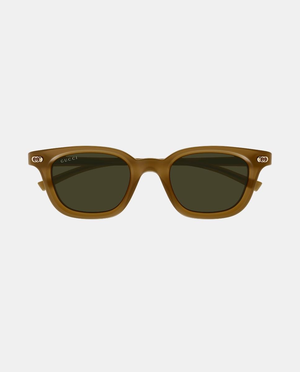 Gafa de sol de hombre ovalada en acetato - Gucci - Marrón Marrón-2