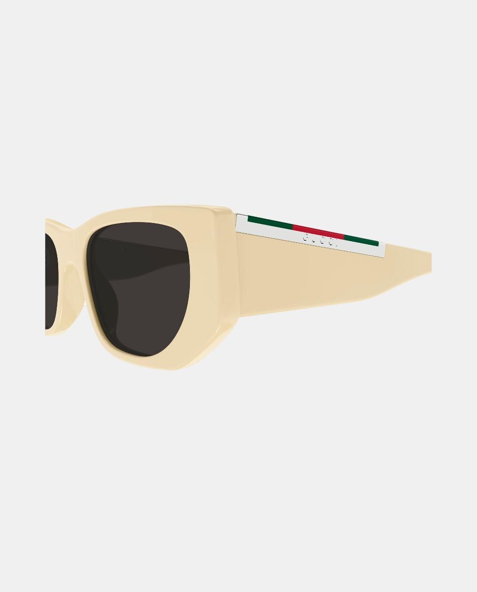 Gafa de sol de mujer ojo de gato en acetato - Gucci - Crema Crema-3