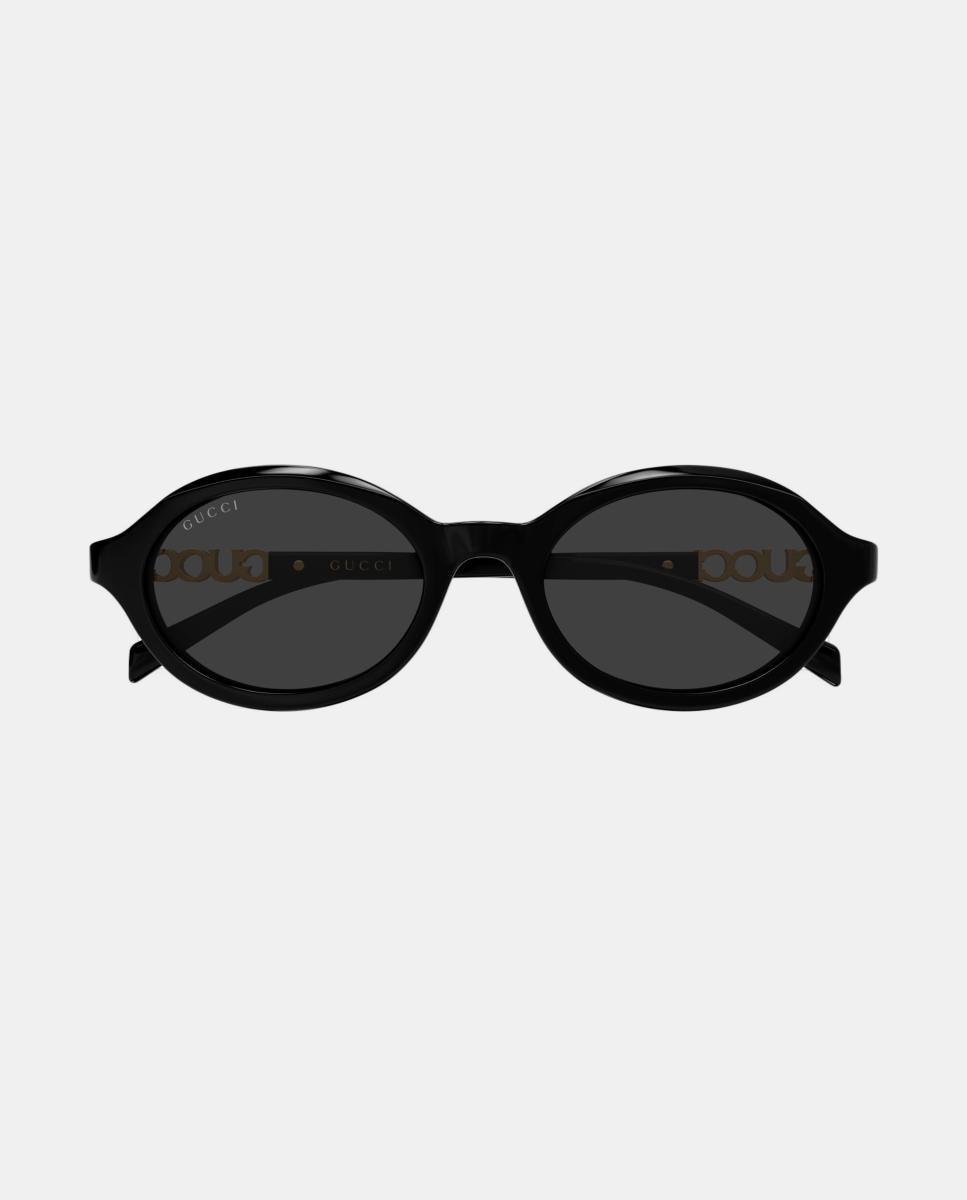 Óculos de Sol Ovais em Acetato Preto-2