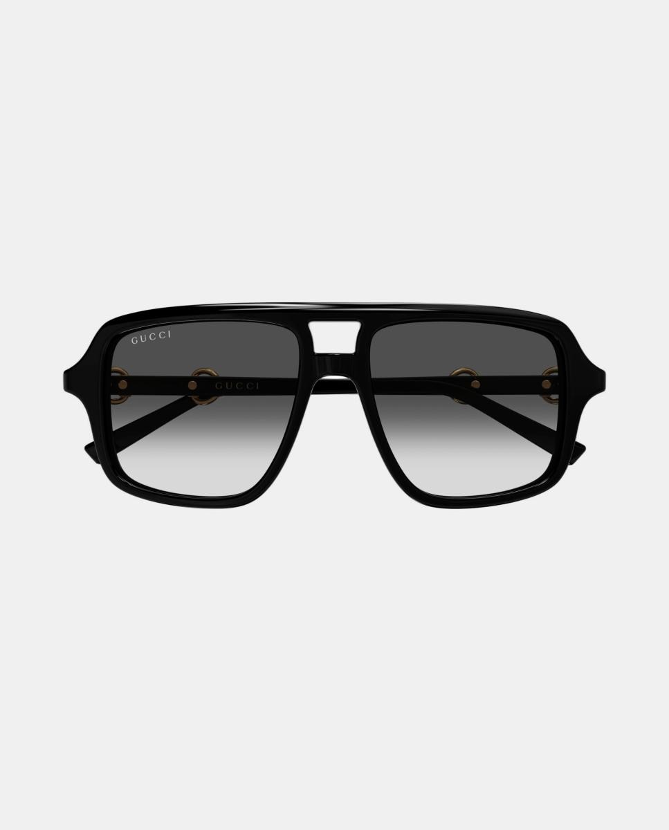 Gafa de sol de mujer piloto en acetato con lente degradada - Gucci - Negro Negro-2