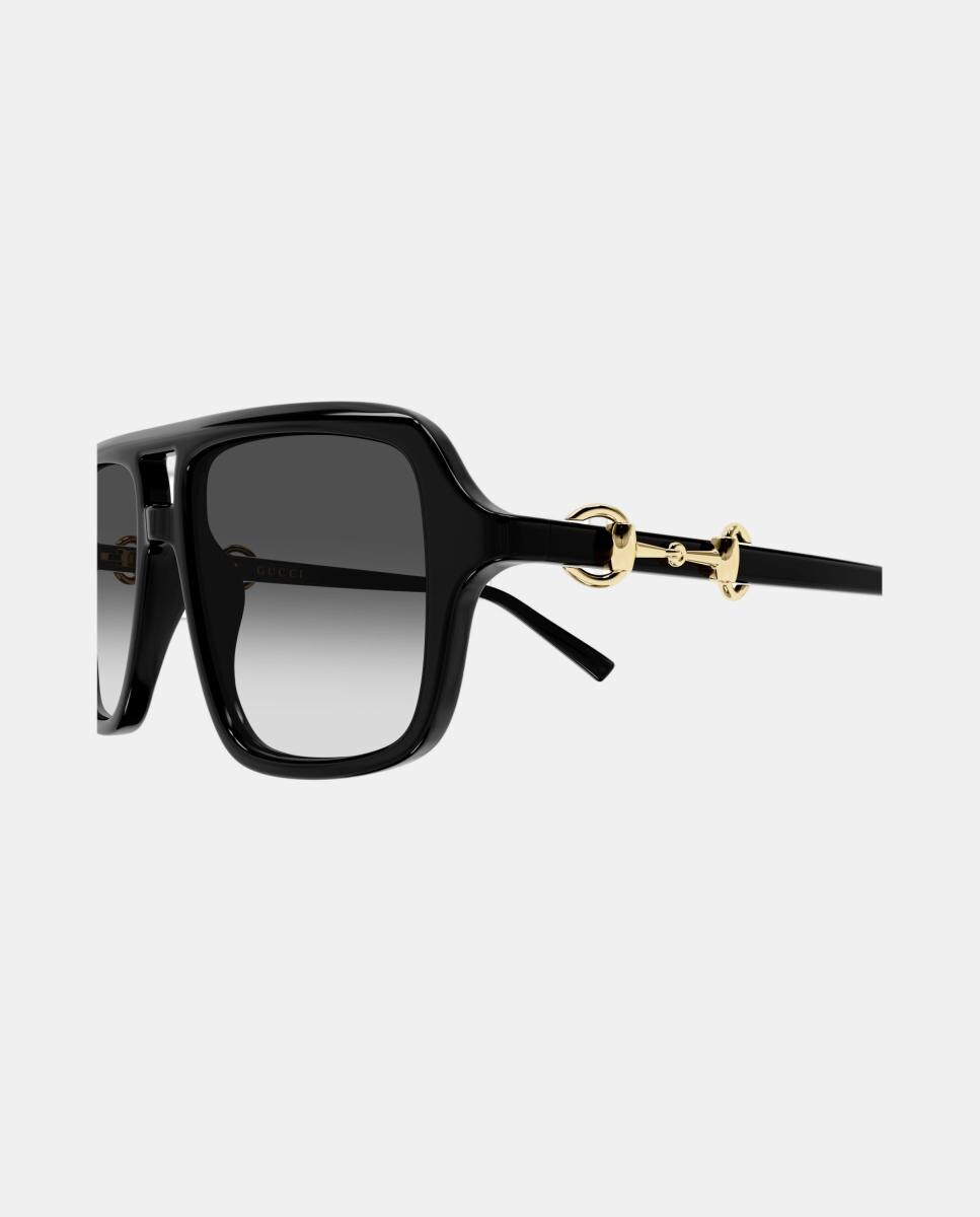 Gafa de sol de mujer piloto en acetato con lente degradada - Gucci - Negro Negro-3