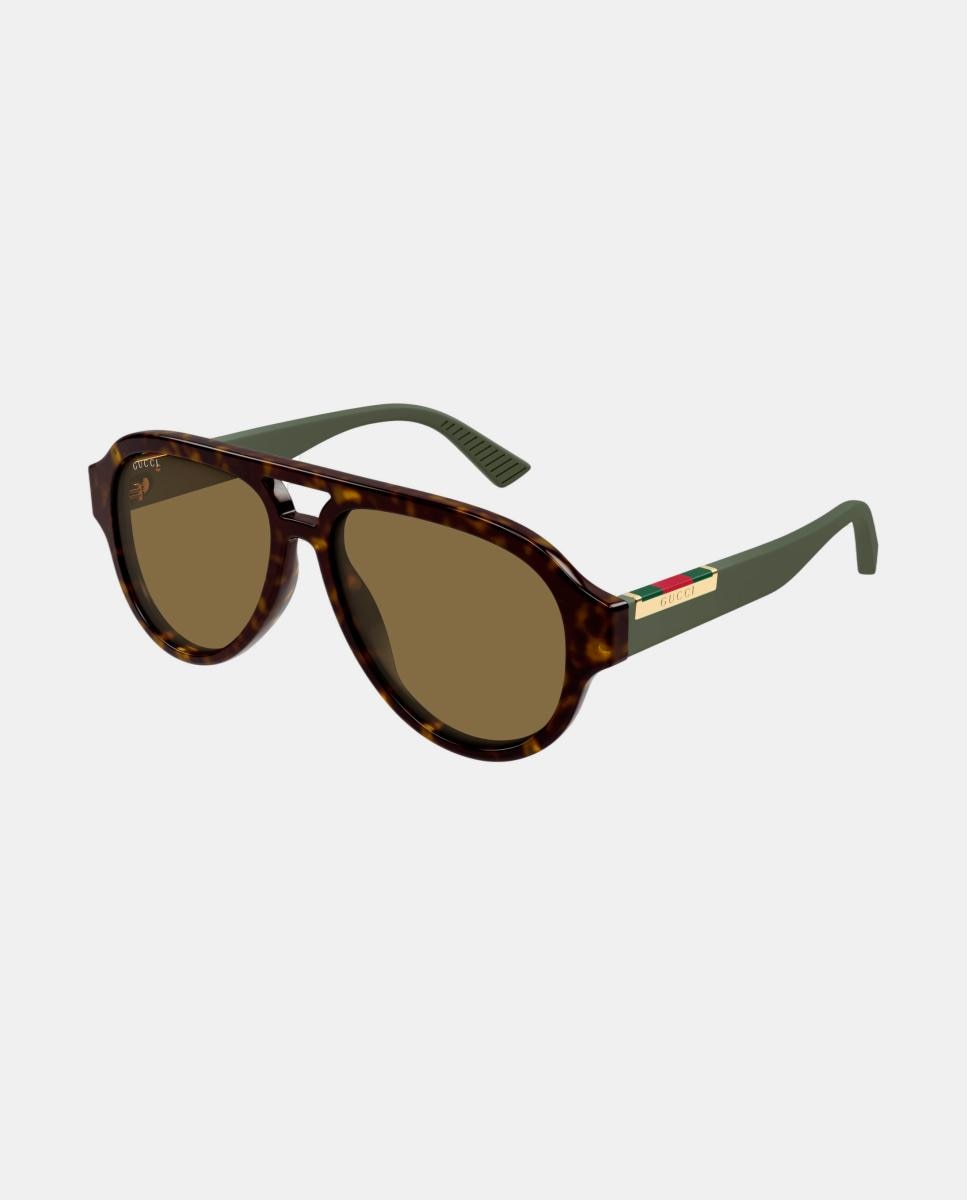 Gafa de sol de hombre piloto en acetato - Gucci - Marrón Marrón-1