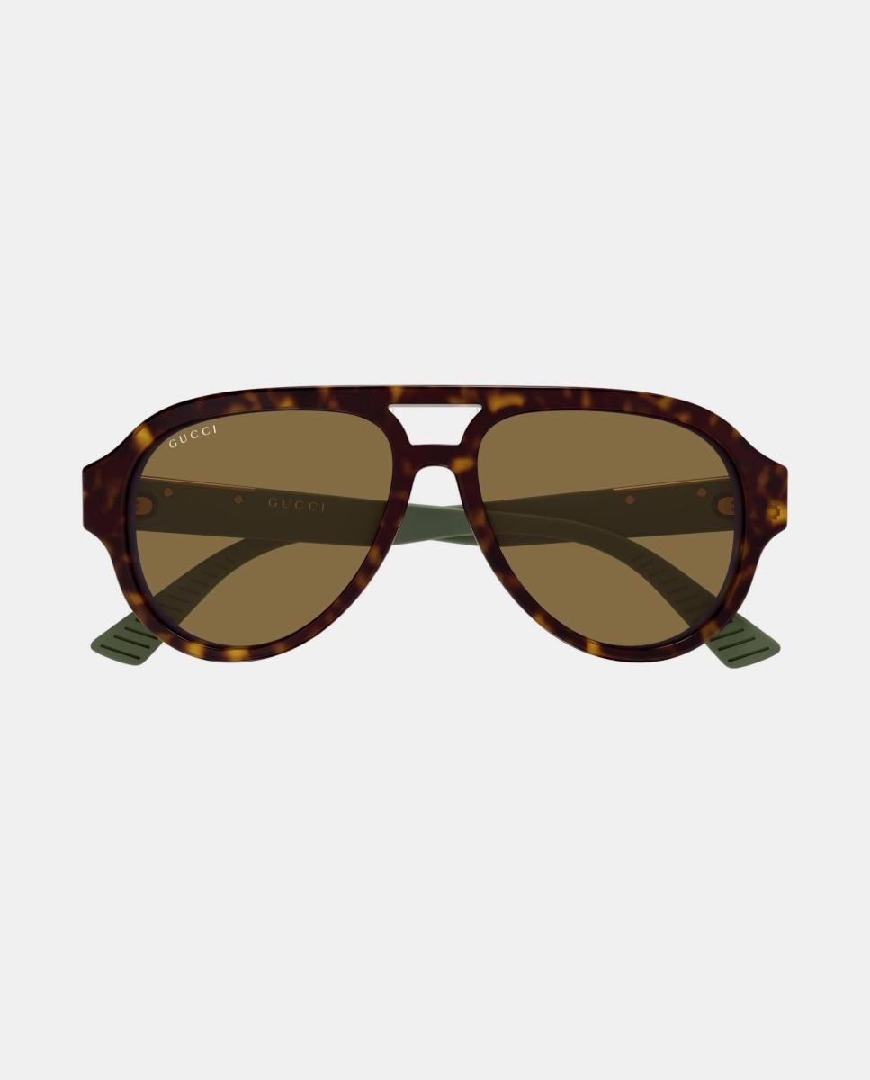 Gafa de sol de hombre piloto en acetato - Gucci - Marrón Marrón-2