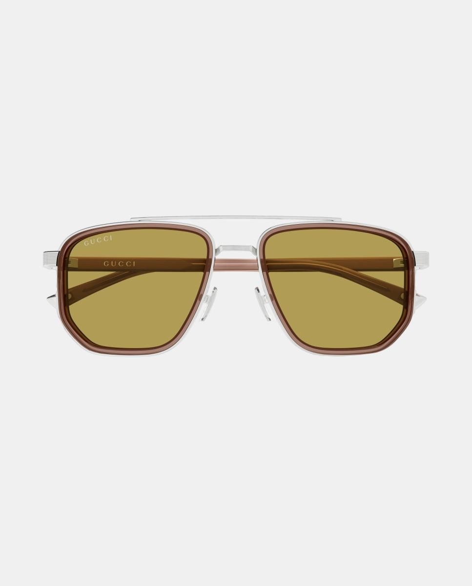 Gafa de sol GG2073S de hombre rectangular en metal - Gucci - Plata Plata-2