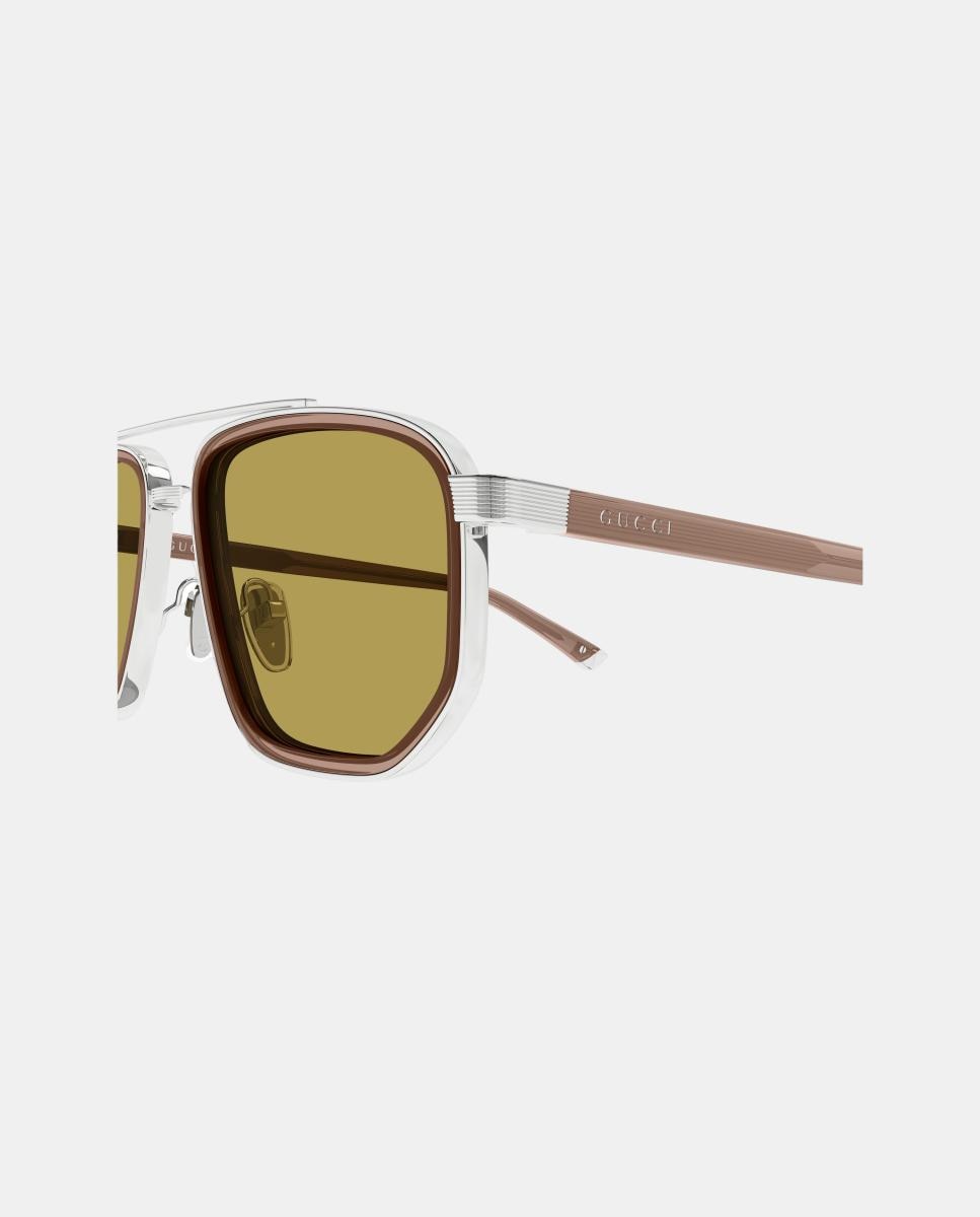 Gafa de sol GG2073S de hombre rectangular en metal - Gucci - Plata Plata-3