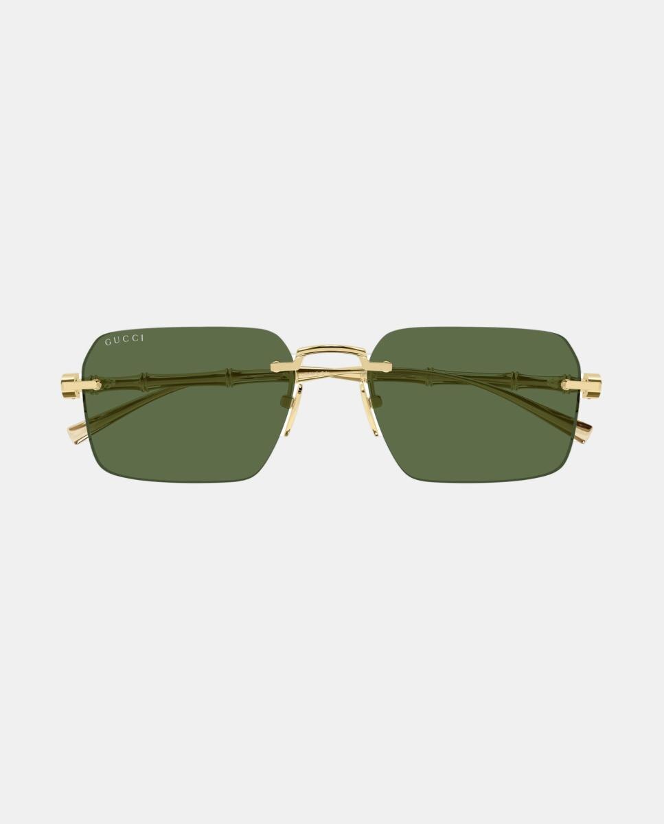Imagen 2 de Gafa de sol GG2154S de hombre rectangular en metal - Gucci - Oro Oro
