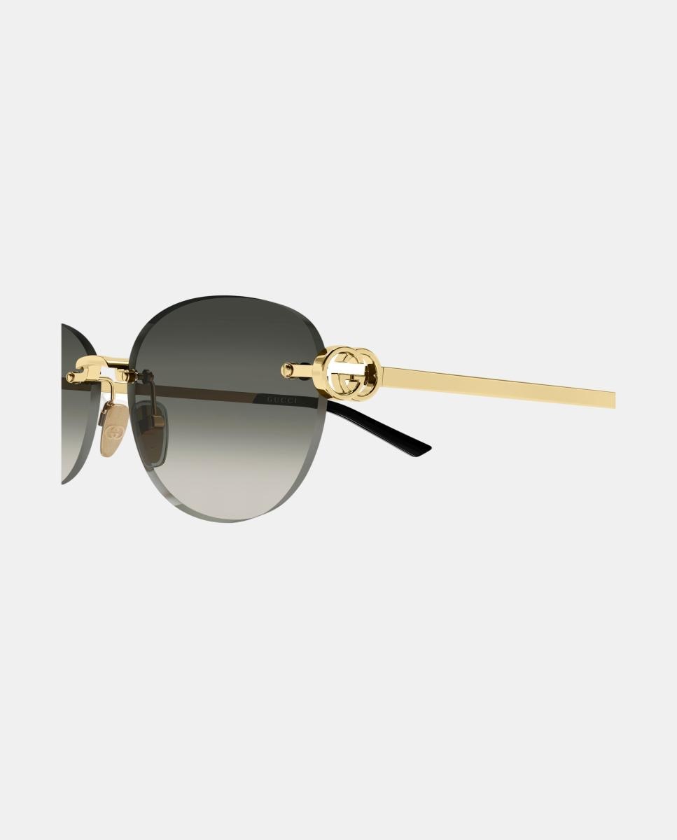 Imagen 3 de Gafas de sol GG2230SA de mujer ovalada en metal con lente degradada - Gucci - Oro Oro