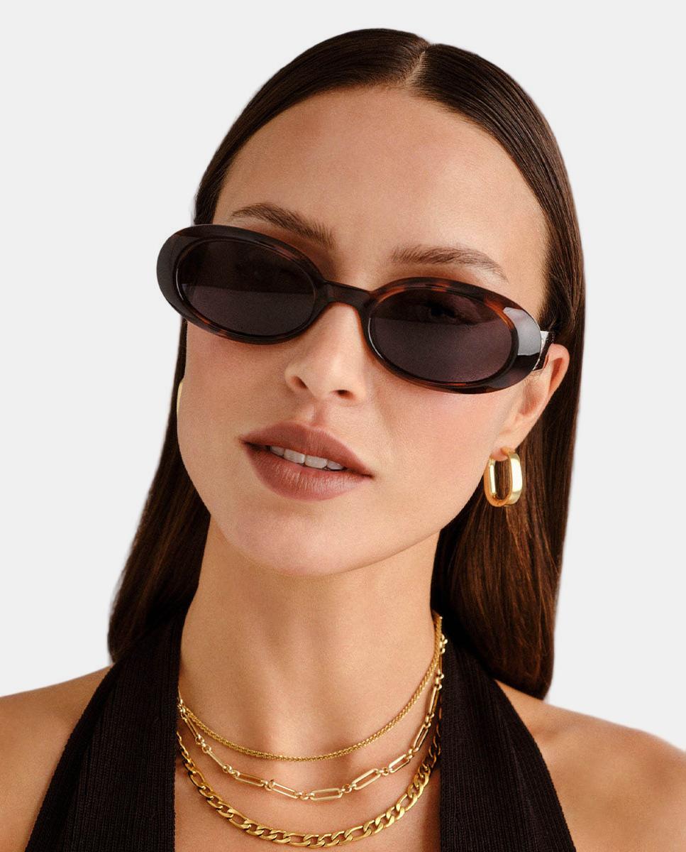 Gafa de sol unisex ovalada en inyectado con lente polarizada - Le Specs - Marrón oscuro Marrón oscuro-4