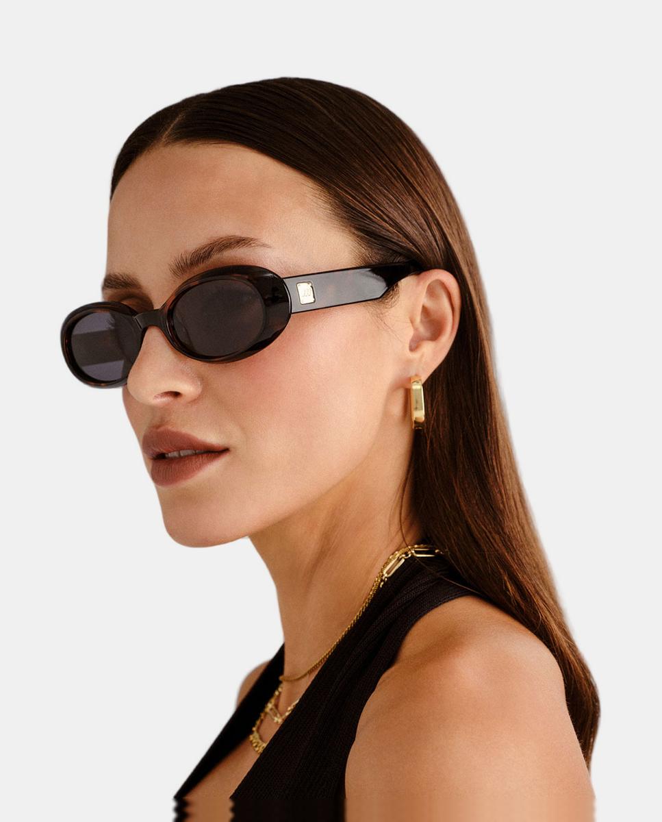 Gafa de sol unisex ovalada en inyectado con lente polarizada - Le Specs - Marrón oscuro Marrón oscuro-5