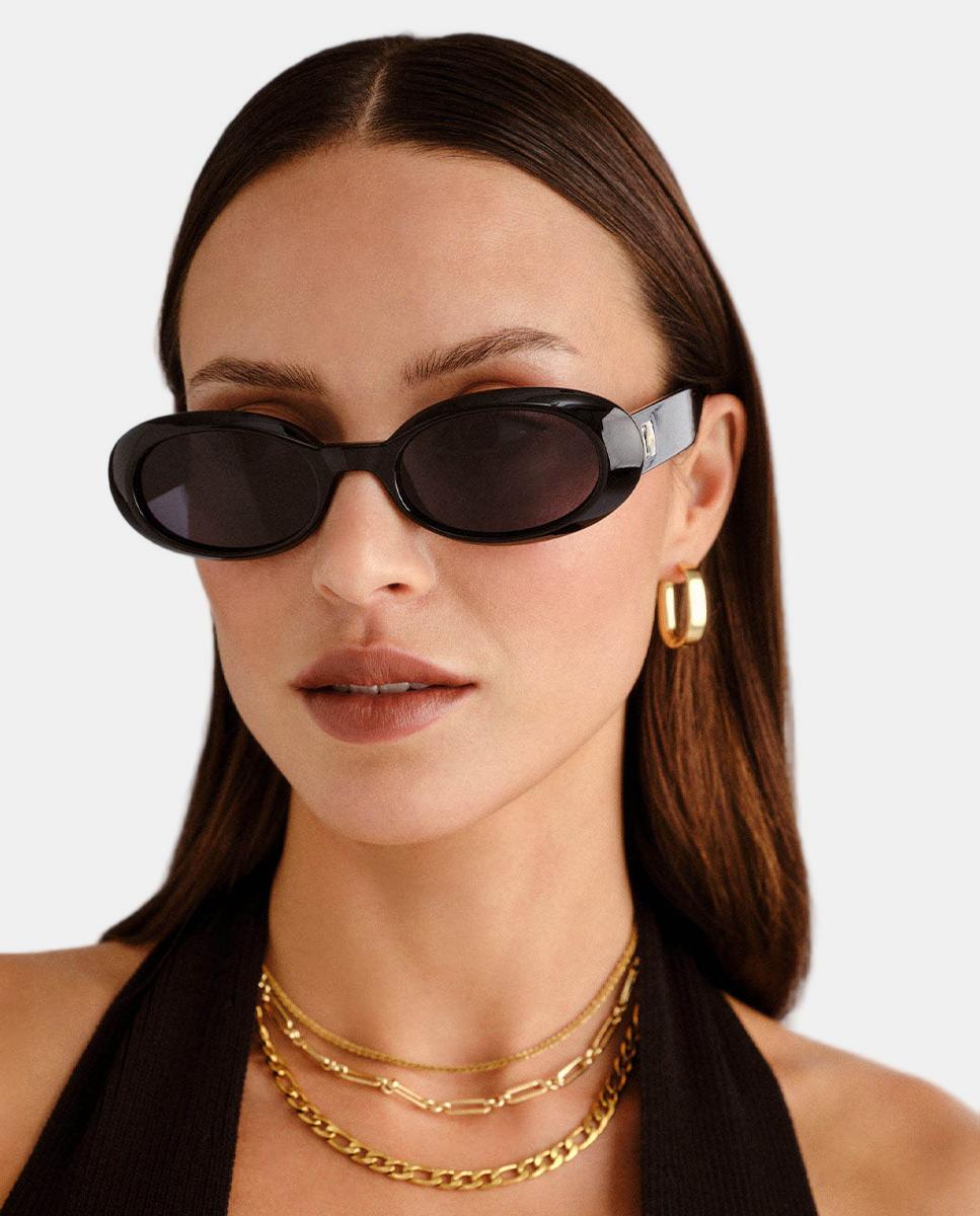 Gafa de sol unisex ovalada en inyectado - Le Specs - Negro Negro-4