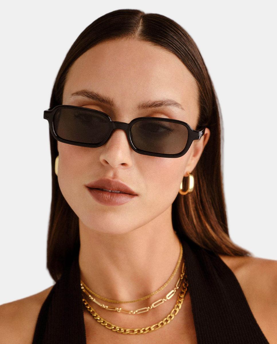 Gafa de sol unisex rectangular en inyectado - Le Specs - Negro Negro-4