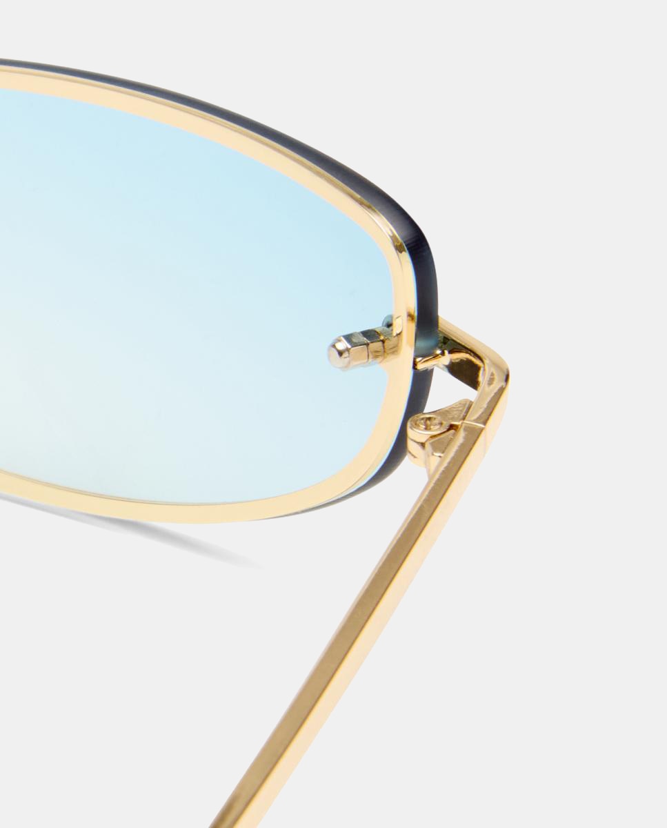 Óculos de Sol Unissexo Envovlentes em Metal com Lente Cosmética Ouro-3