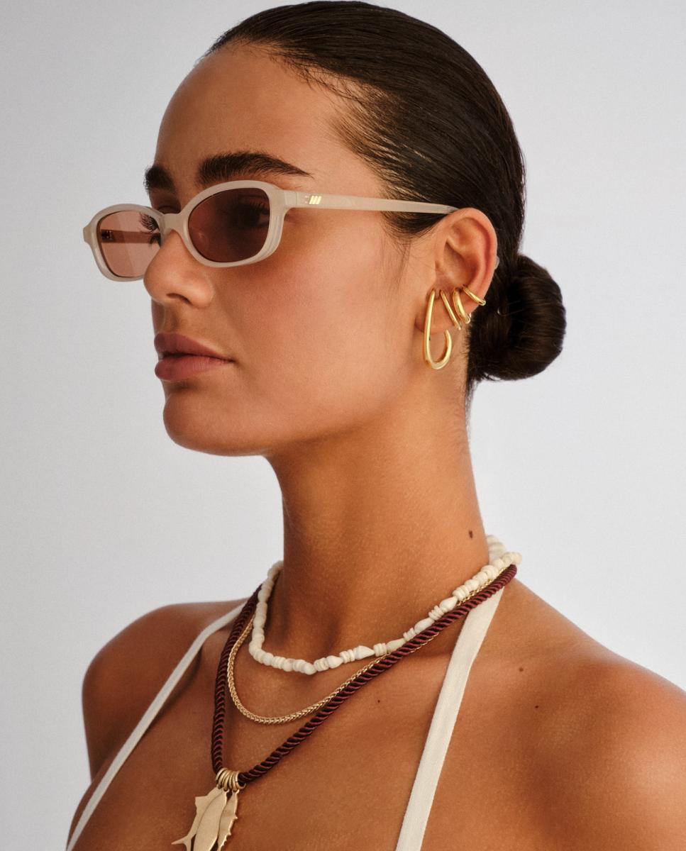 Gafa de sol de mujer rectangular en inyectado - Le Specs - Beige Beige-5