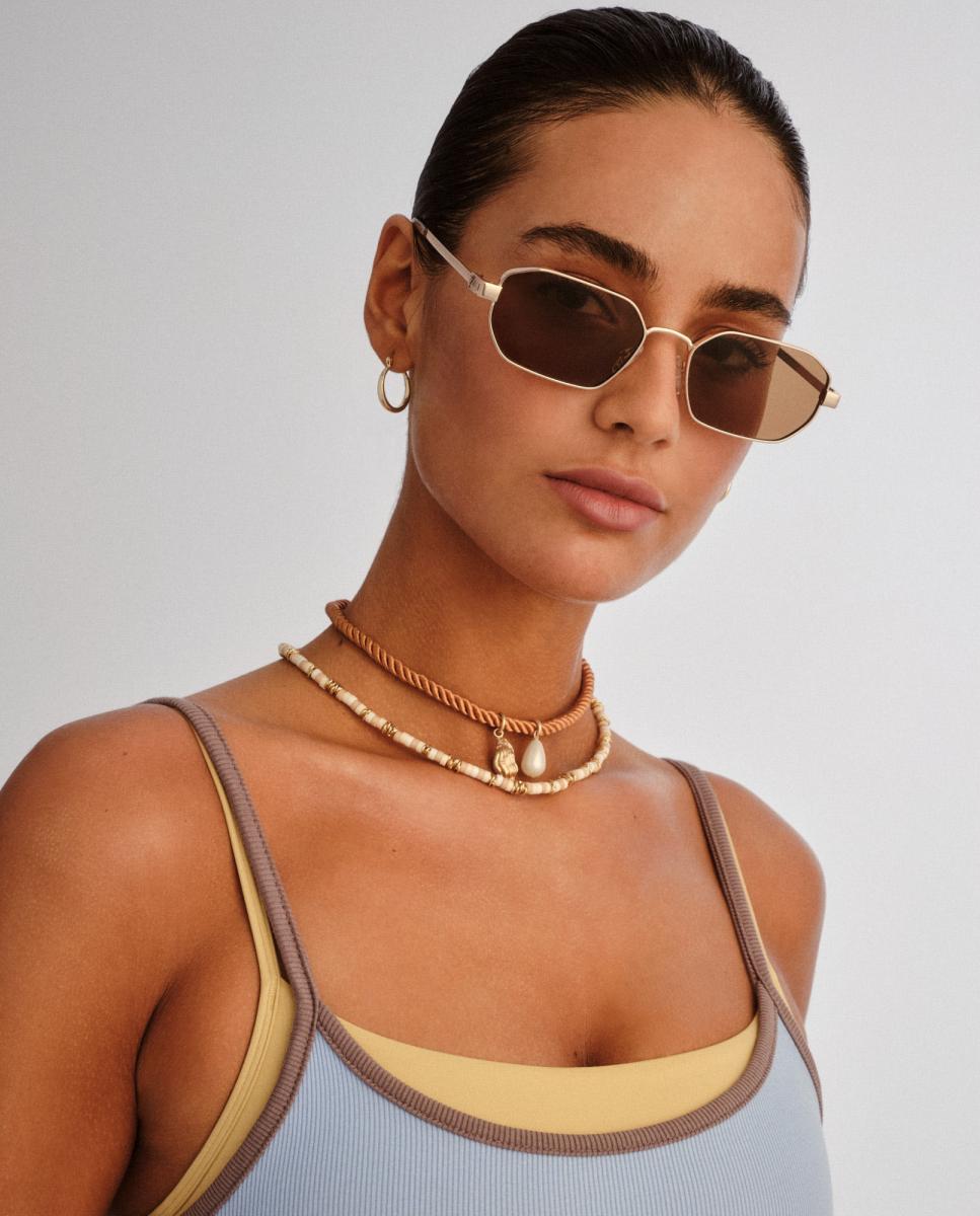 Gafa de sol unisex cuadrada en metal - Le Specs - Oro Oro-4