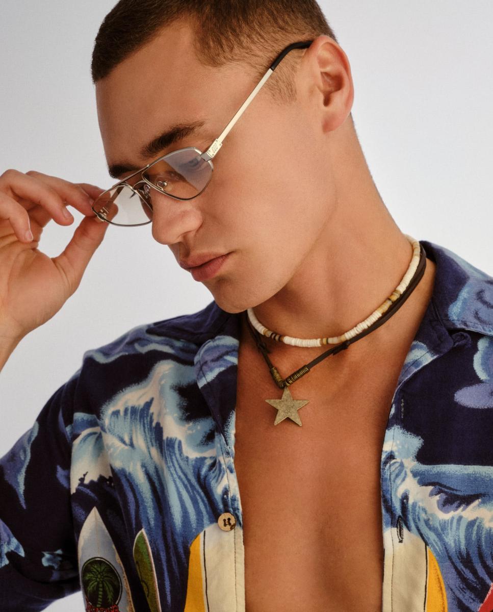 Óculos de Sol Unissexo Piloto em Metal com Lente Cosmética Prata-7