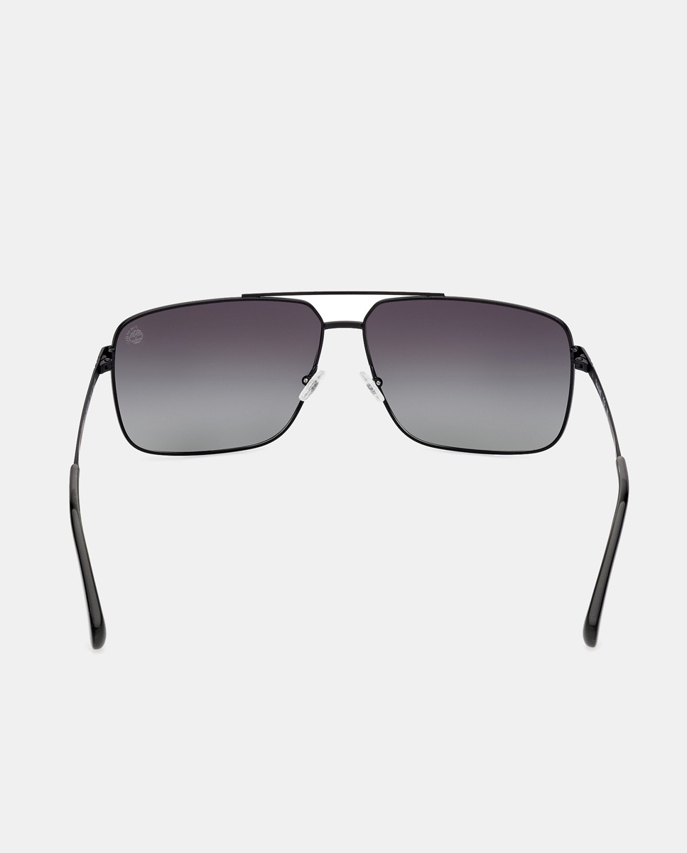 Óculos de Sol Quadrados de Metal com Lente Polarizada - Preto Preto-4