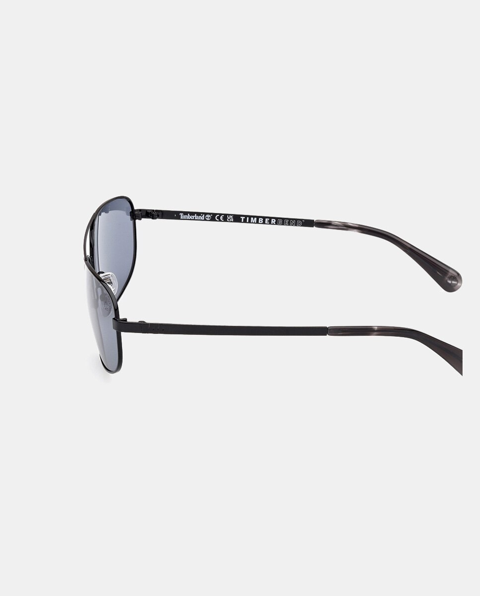 Gafa de sol de hombre cuadradas metalica con lente polarizada - Timberland - Negro Negro-3