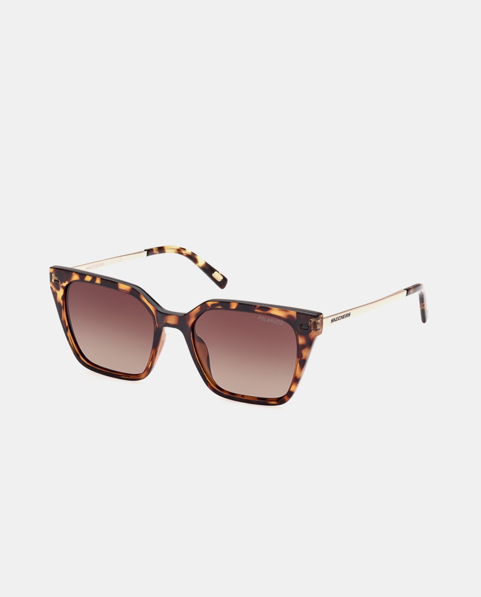 Gafas de sol de mujer rectangulares en color havana con lentes polarizadas - Skechers - Marrón Marrón-2